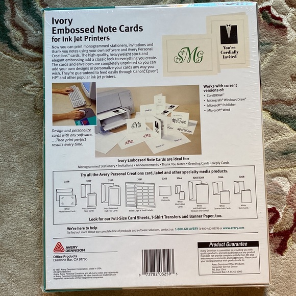 Ivory Embossed Note Cards For Ink Jet Printers blank stationary - Picture 2 of 2